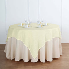 Linen 72"x72" Table Overlay Square Tablecloth Ivory - Slubby Textured Wrinkle-Resistant Design for Stylish Occasions
