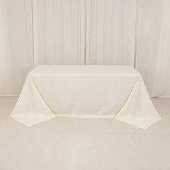 Cotton Blend 90"x132" Rectangle Tablecloth Ivory - Seamless Wrinkle-Resistant Table Cover