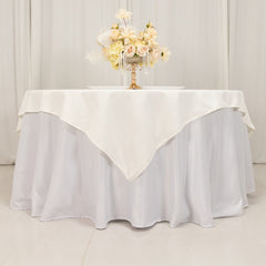 Cotton Blend 70"x70" Table Overlay Square Tablecloth Ivory - Wrinkle-Resistant Fabric Table Topper