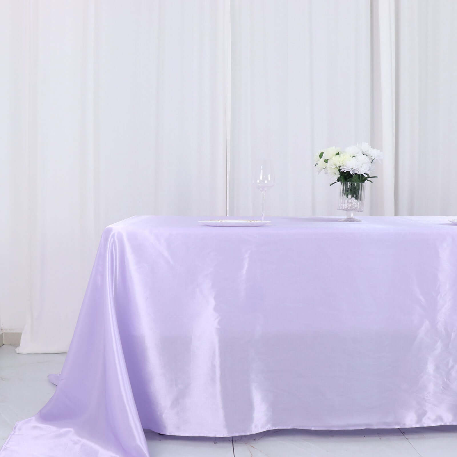 Satin Rectangular 90"x132" Tablecloth Lavender Lilac - Seamless Table Cover