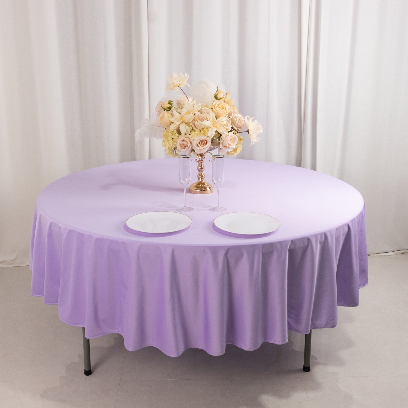 Scuba Round 90" Tablecloth Lavender Lilac - Wrinkle Free & Stain Resistant Table Cover