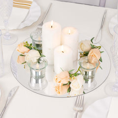 10-Pack Dining Plate Chargers Decorative Acrylic Mirror Silver Round - Lightweight Event Display 13"