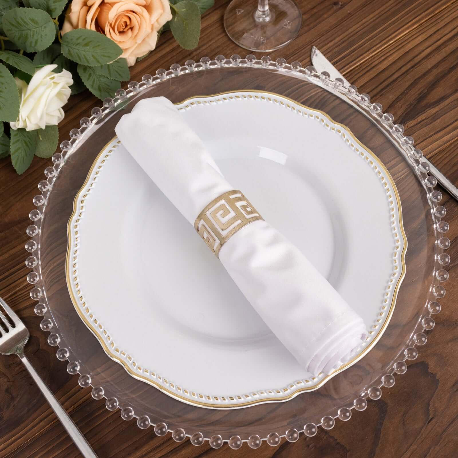 5 Pack Scuba 20"x20" Napkins White - Durable & Reusable Dinner Napkins for a Polished Tablescape