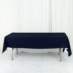 Cotton Blend 60"x102" Rectangle Tablecloth Navy Blue - Wrinkle-Resistant Table Cover