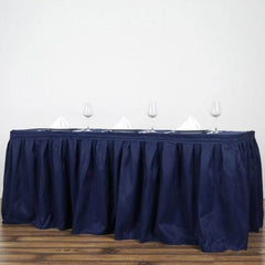 Polyester 21ft Table Skirt Navy Blue - Classic Pleated Design