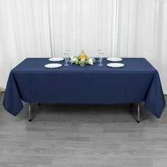 Fire Retardant Premium Polyester 60"x102" Rectangular Tablecloth Navy Blue - High-Performance Table Cover