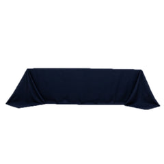 Fire Retardant Premium Polyester 90"x156" Rectangular Tablecloth Navy Blue - High-Performance Seamless Table Cover
