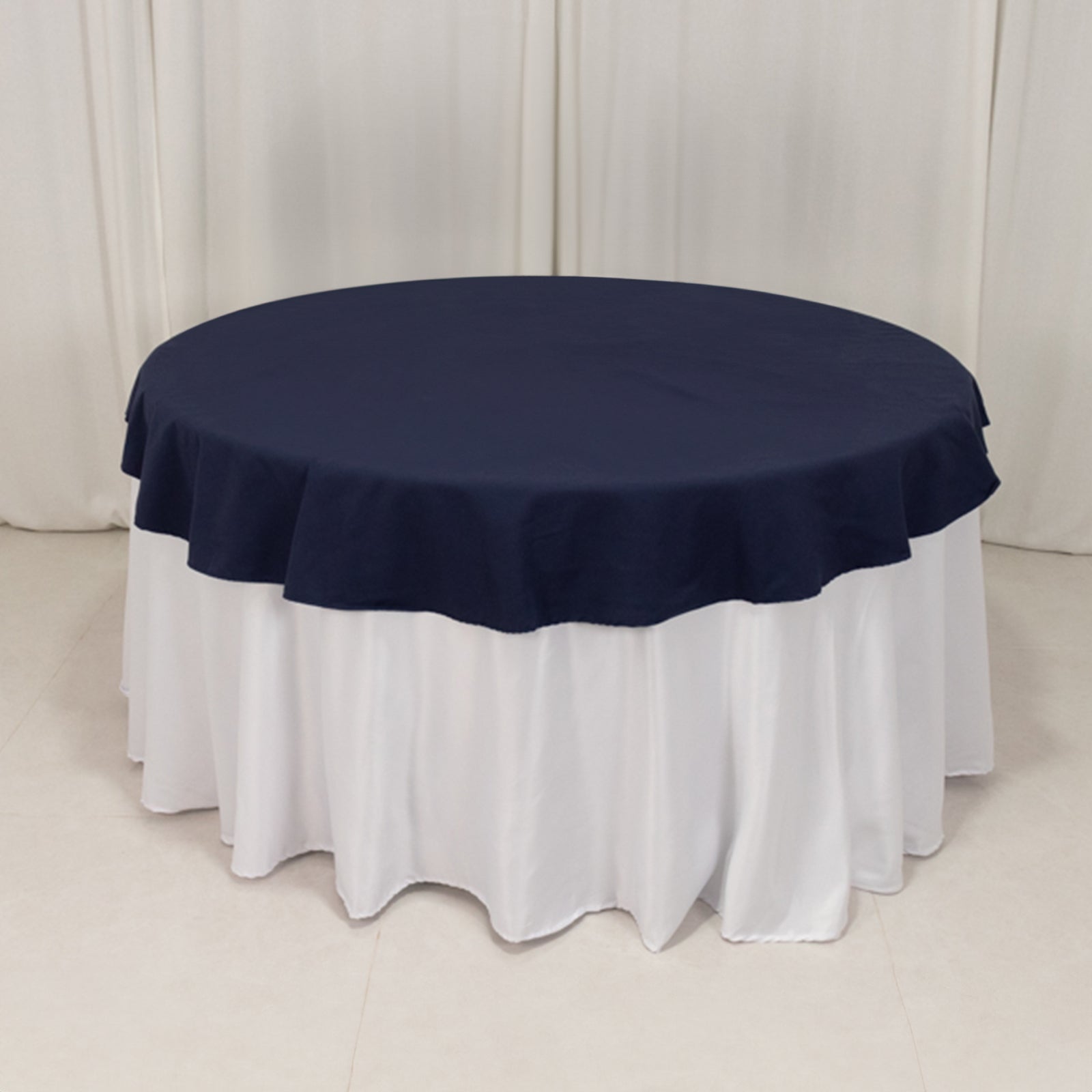 Cotton Blend 70" Round Tablecloth Navy Blue - Wrinkle-Resistant Table Cover