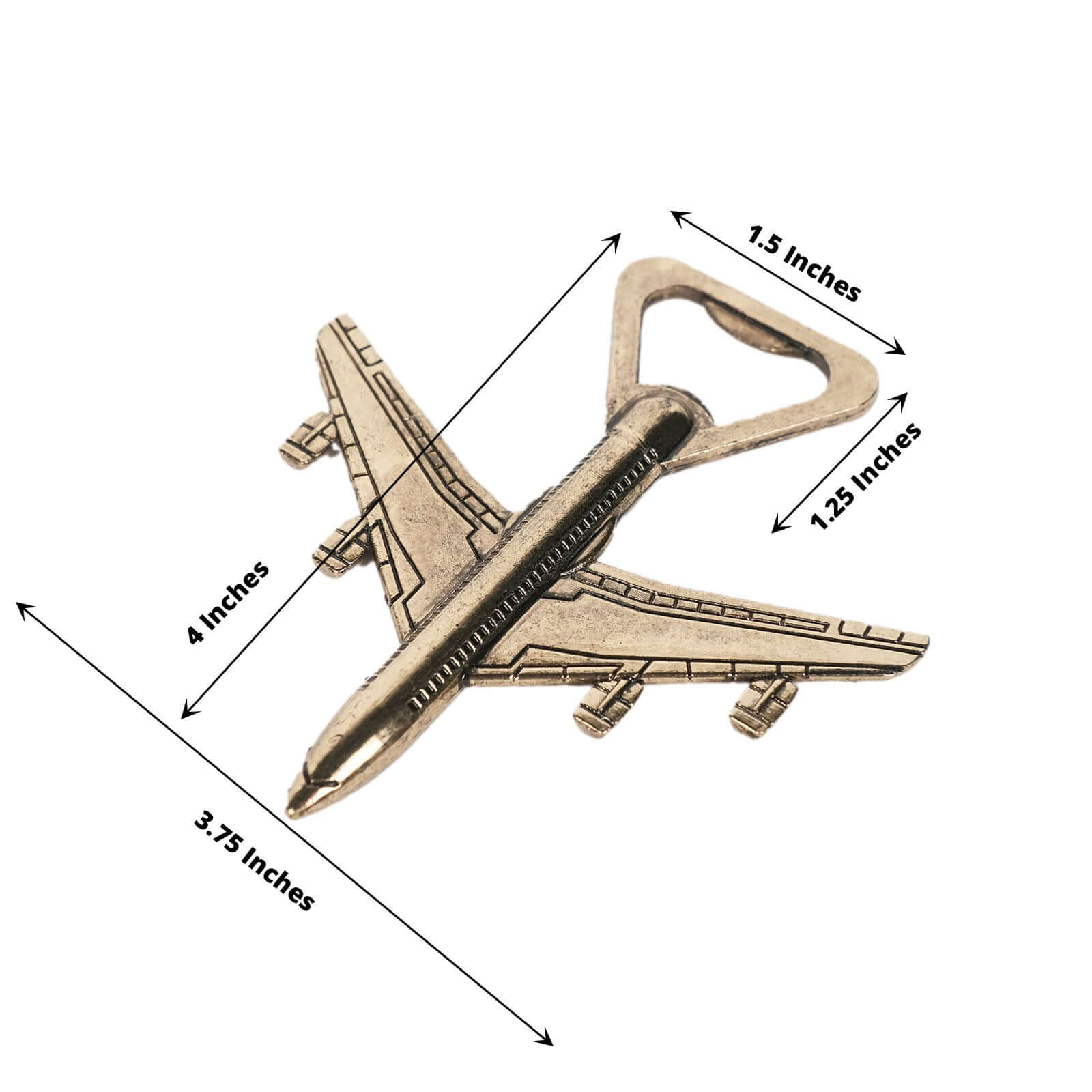 4" Antique Gold Metal Airplane Bottle Opener Vintage Party Favor Gift Box Pre-Packed