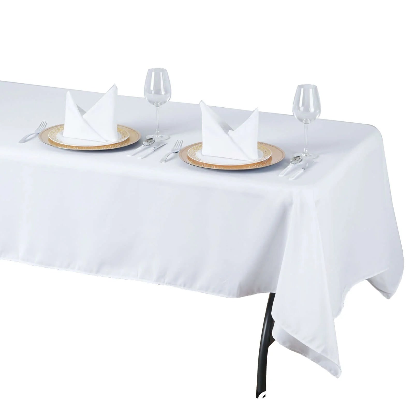 Fire Retardant Premium Polyester 60"x102" Rectangular Tablecloth White - Stylish High-Performance Table Cover for Large Gatherings