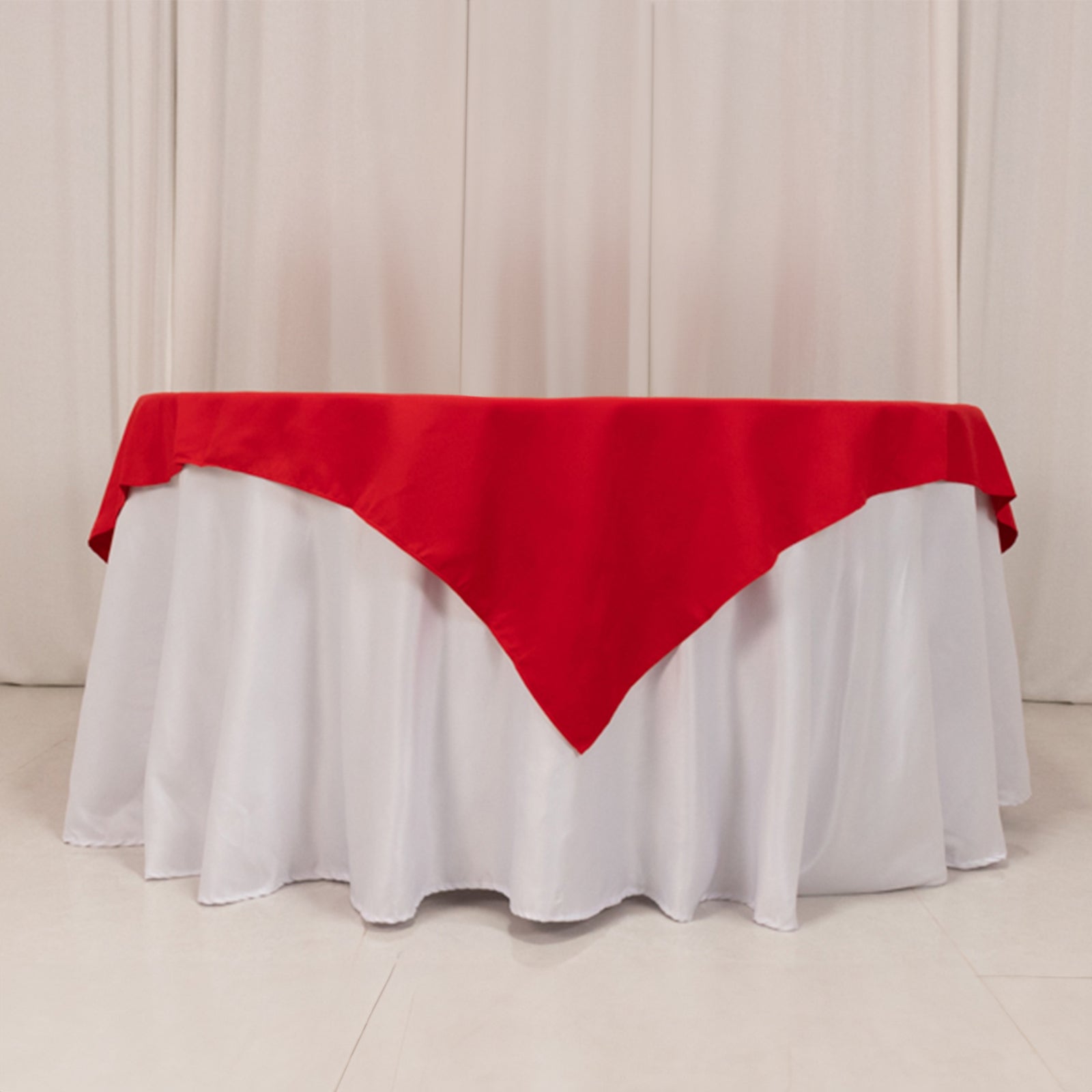 Cotton Blend 70"x70" Table Overlay Square Tablecloth Red - Wrinkle-Resistant Fabric Table Topper