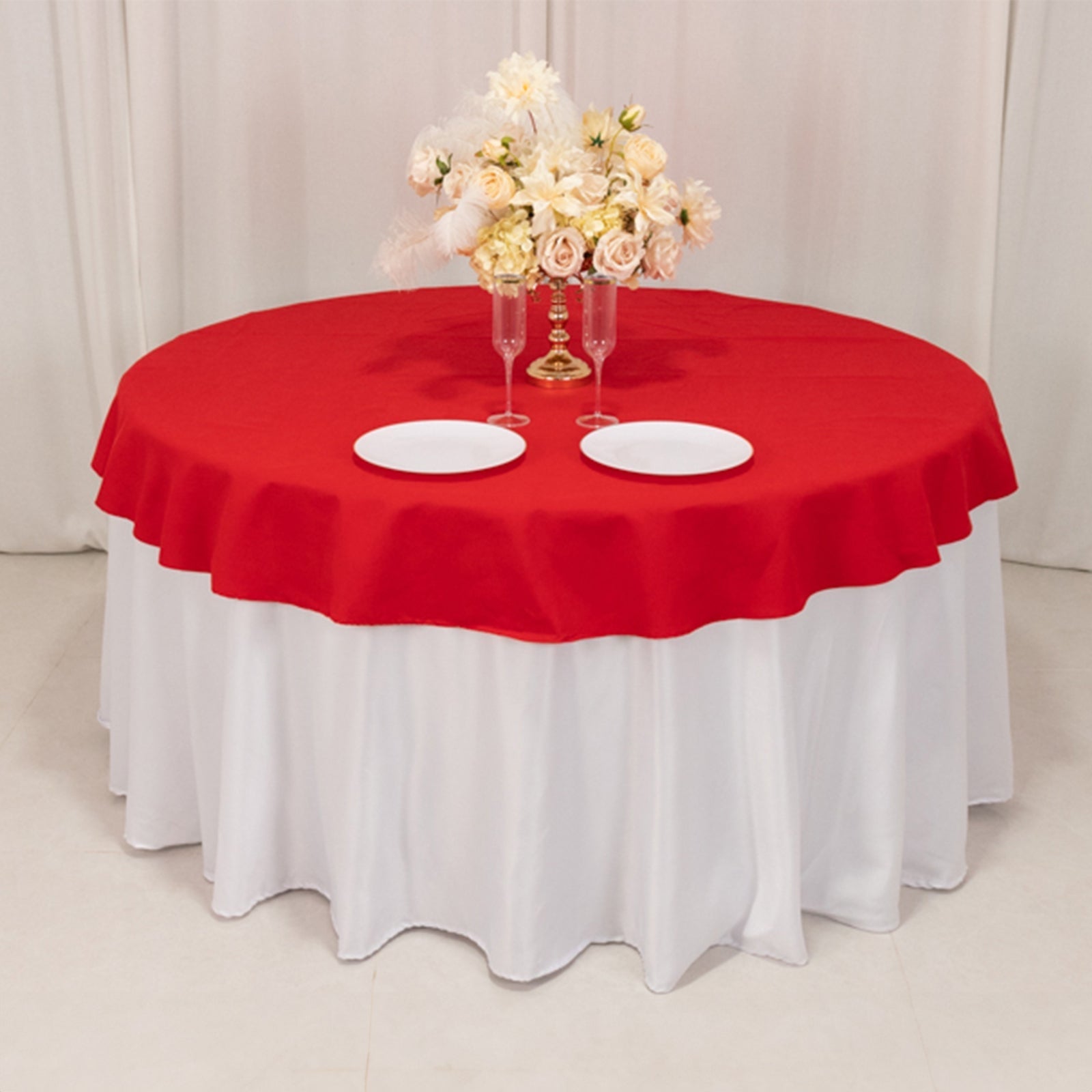 Cotton Blend 70" Round Tablecloth Red - Wrinkle-Resistant Table Cover