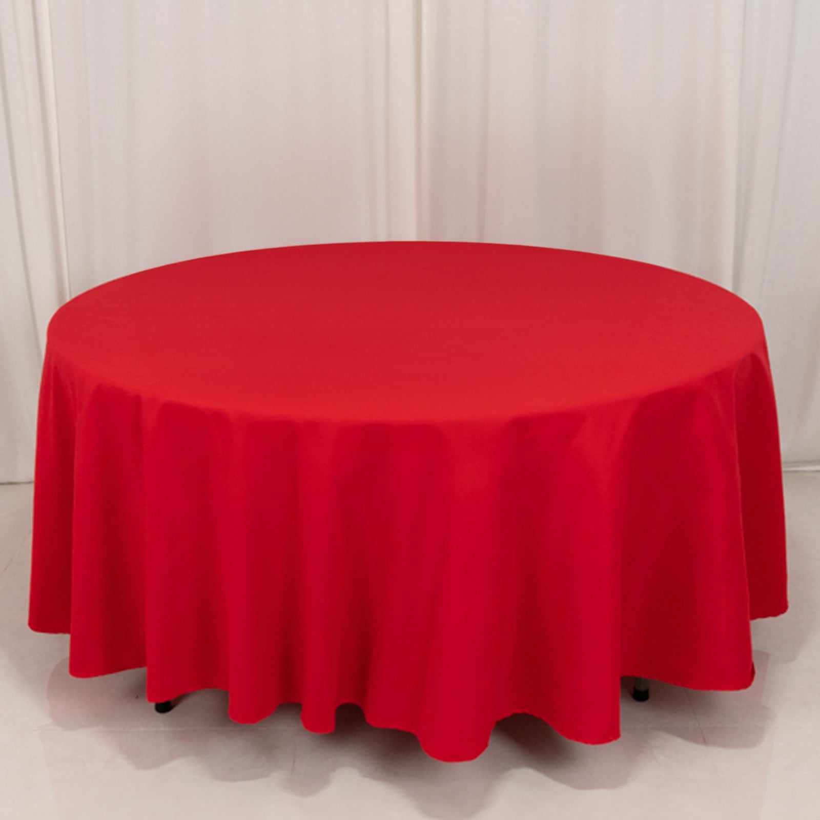 Cotton Blend 108" Round Tablecloth Red - Wrinkle-Resistant Design
