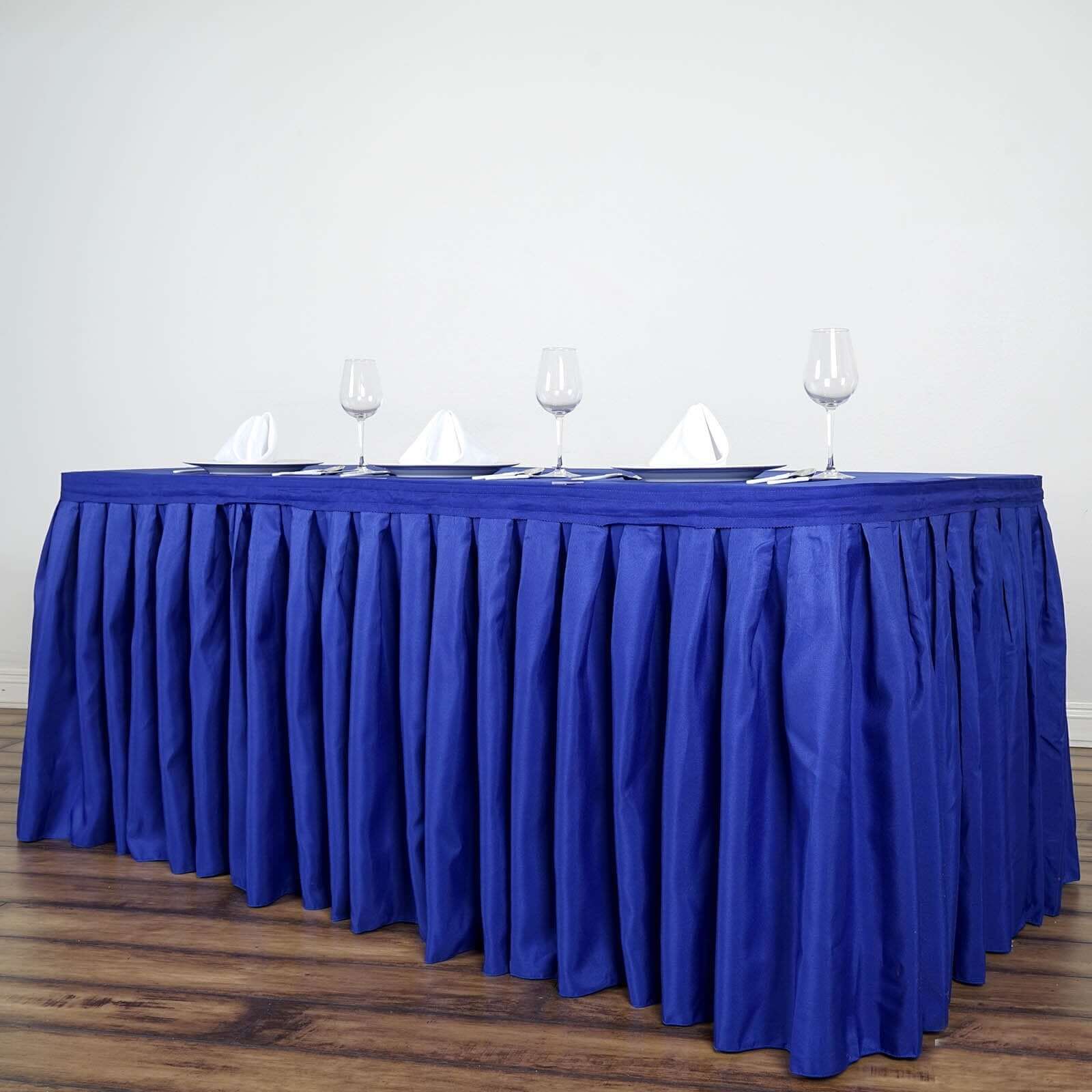 Polyester 21ft Table Skirt Royal Blue - Classic Pleated Design