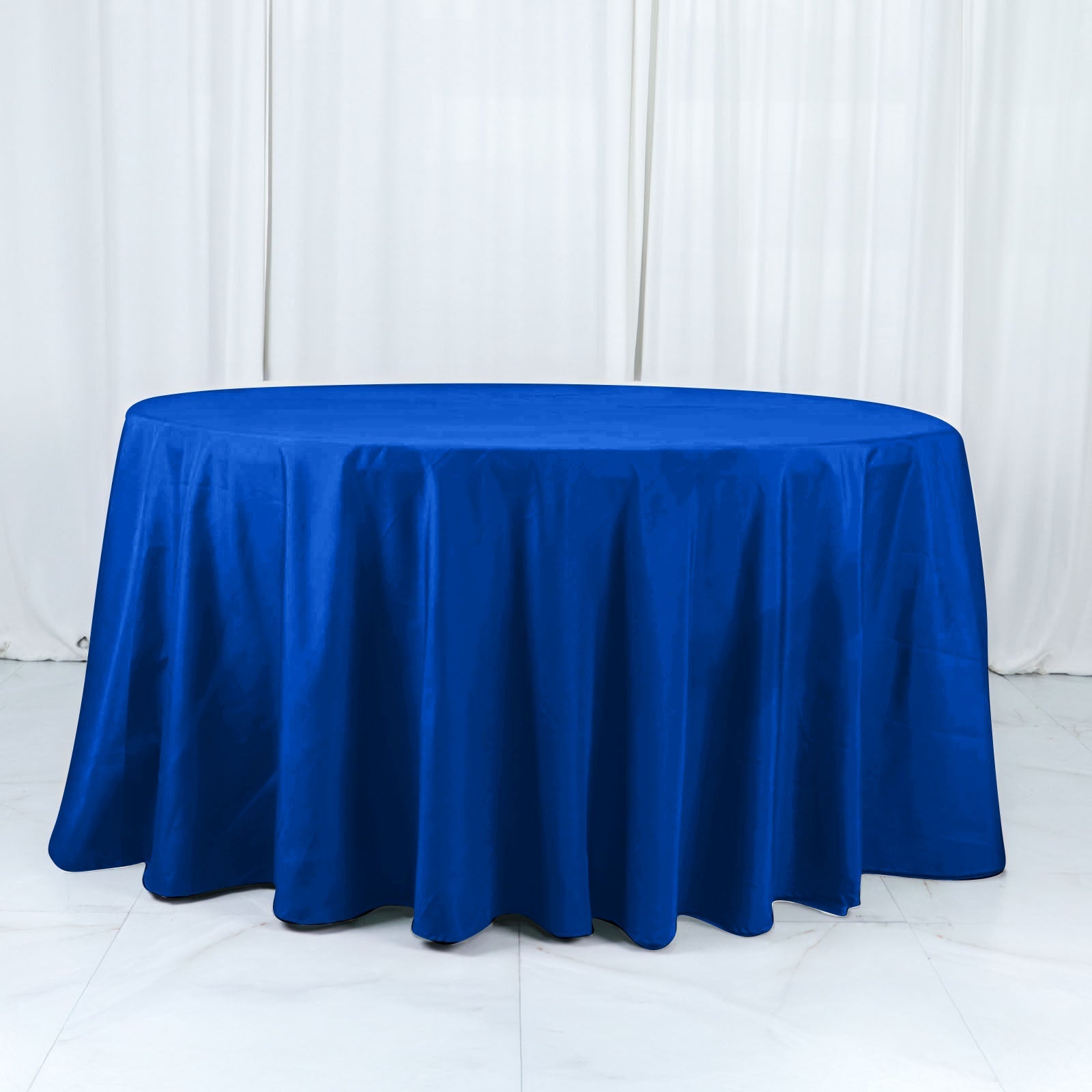 Cotton Blend 132" Round Tablecloth Royal Blue - Seamless Wrinkle-Resistant Table Cover
