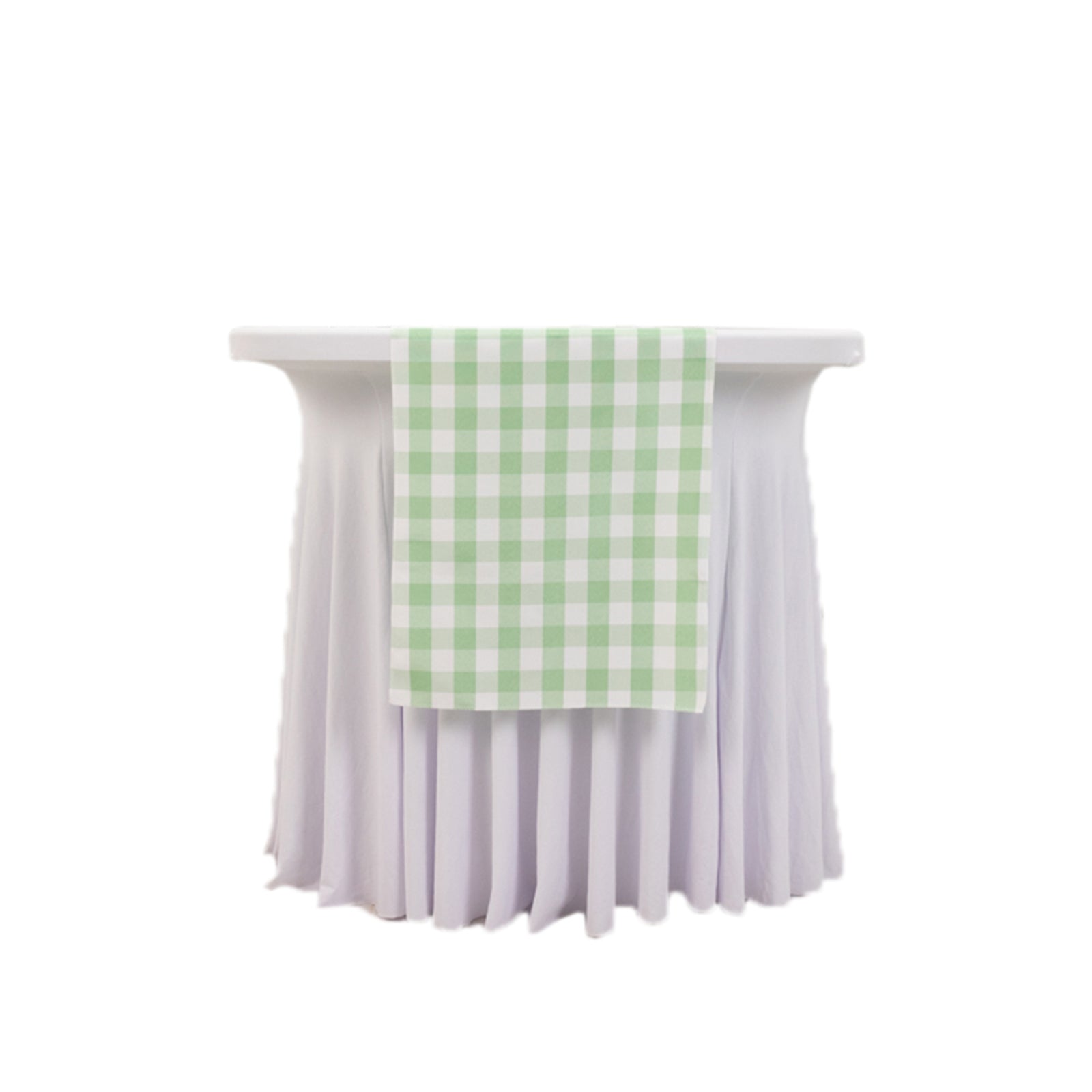 Polyester 14"x108" Table Runner Sage Green/White - Gingham Plaid Design