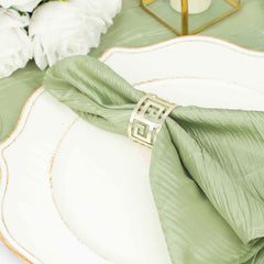 5 Pack Taffeta 20"x20" Napkins Sage Green - Accordion Crinkle Dinner Napkins