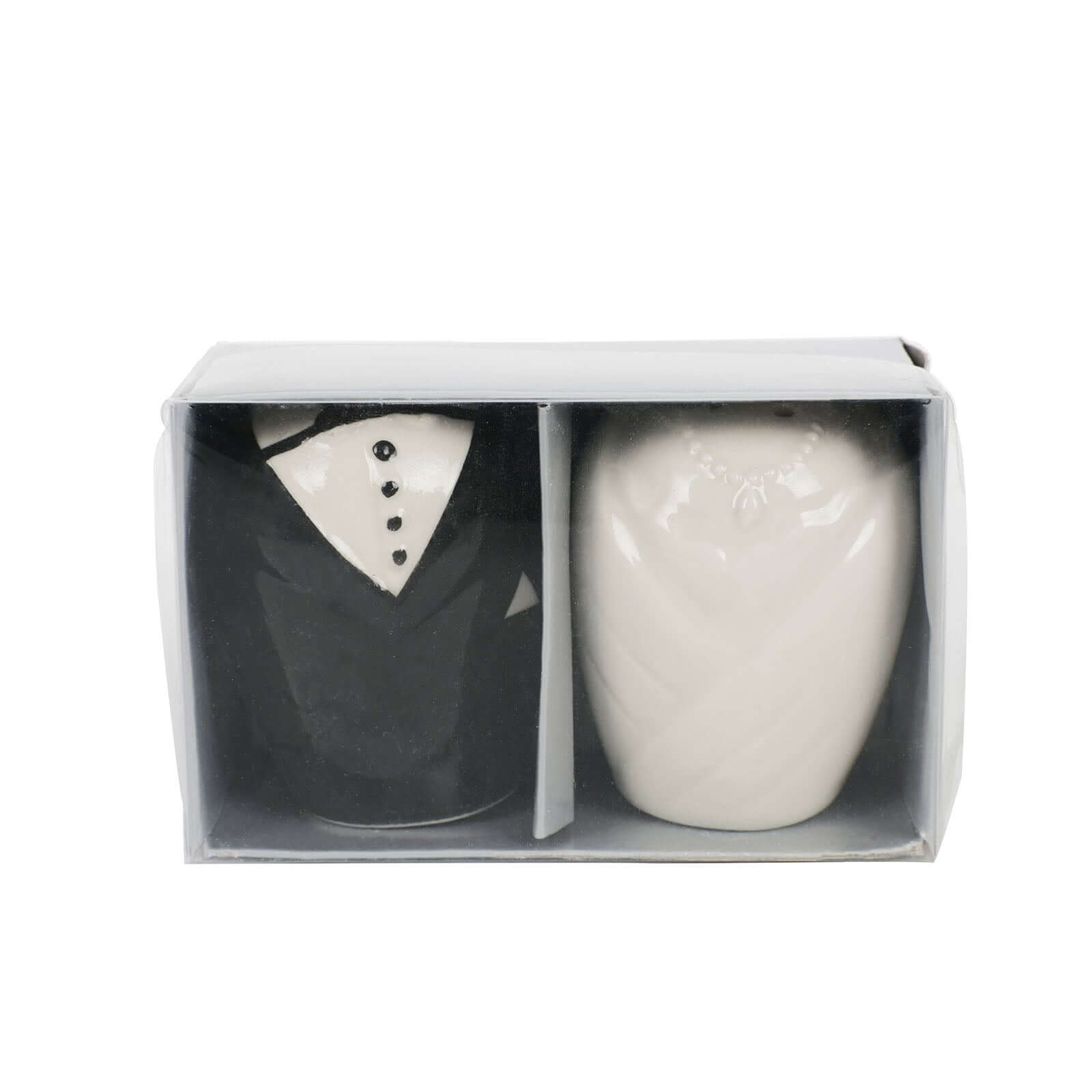 2.5" Bride Groom Ceramic Salt And Pepper Shaker Party Favors Set, Wedding Favors in Pre-Packed Gift Box