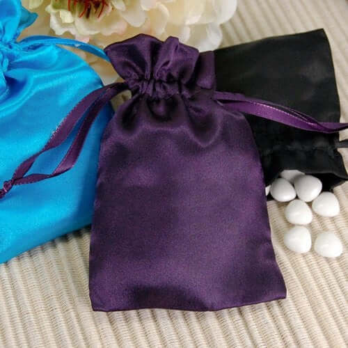 12 Pack 5"x7" Eggplant Satin Drawstring Wedding Party Favor Gift Bags