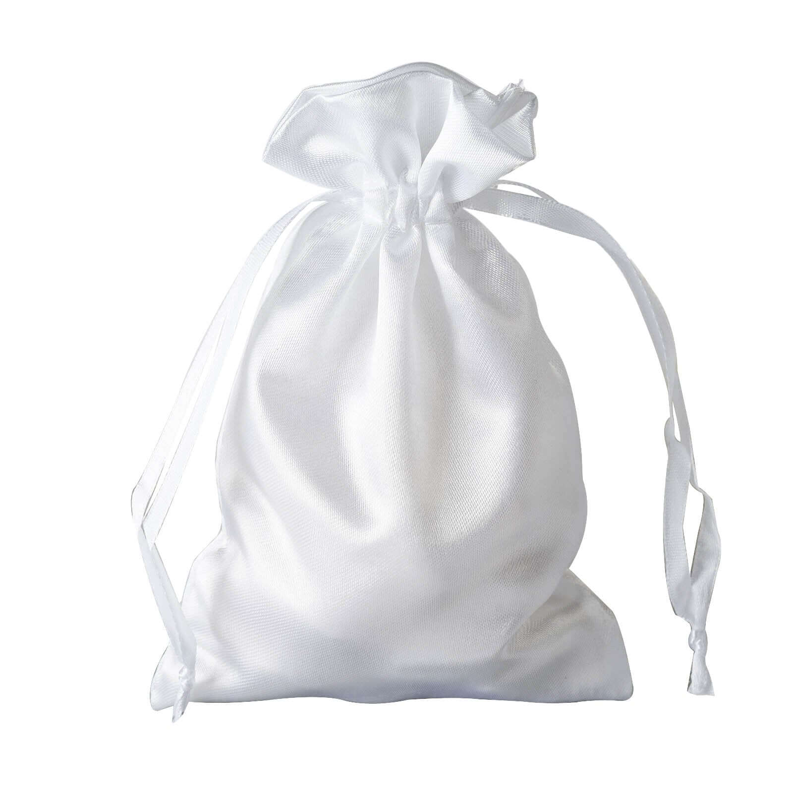 12 Pack 4"x6" White Satin Drawstring Wedding Party Favor Gift Bags