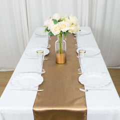Satin 12"x108" Table Runner Taupe - Stylish Table Linen