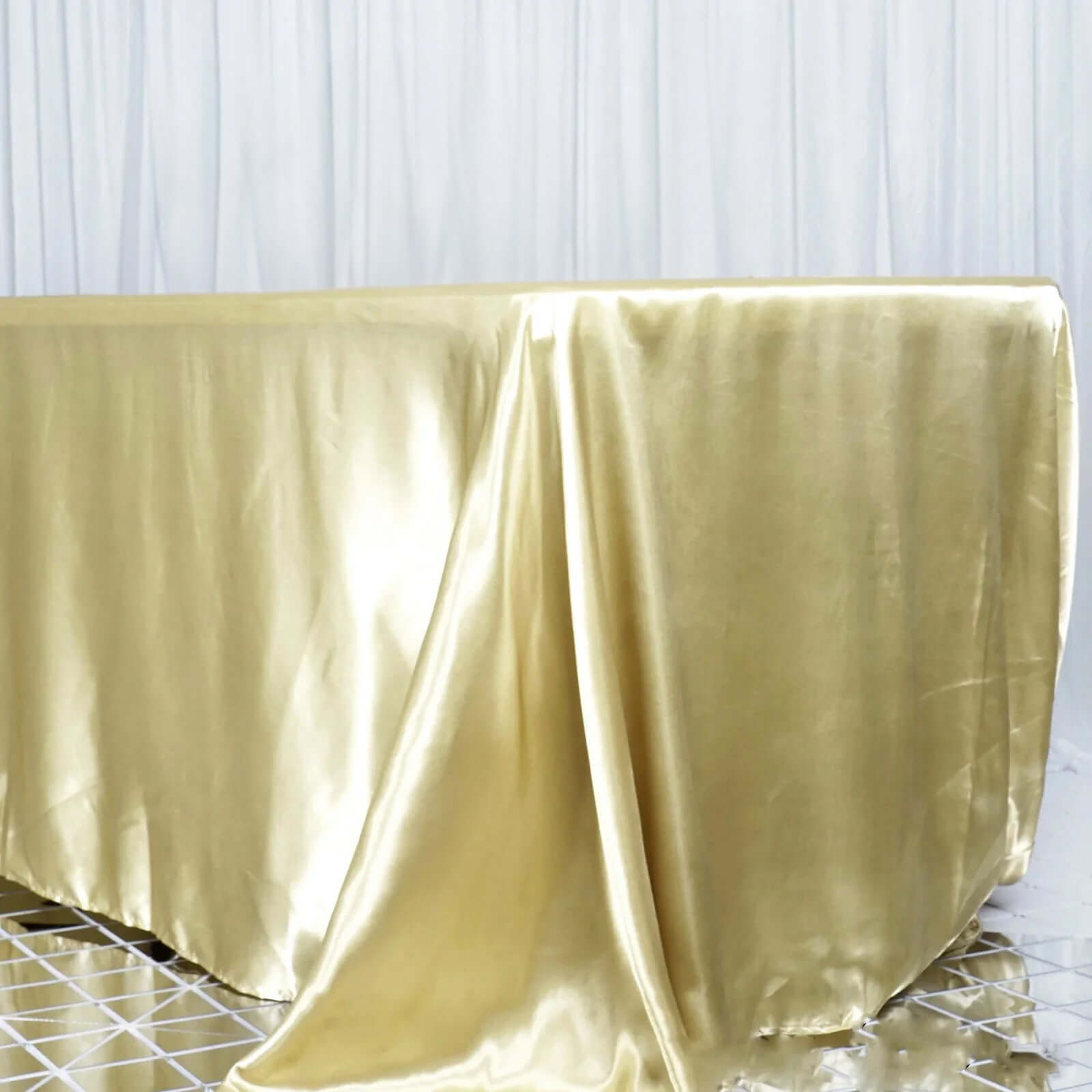 Satin Rectangular 90"x156" Tablecloth Champagne - Seamless Table Cover