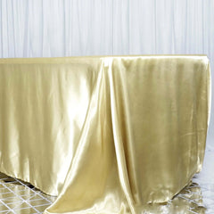 Satin Rectangular 90"x156" Tablecloth Champagne - Seamless Table Cover