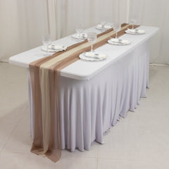 20-Pack 9ft Sheer Table Runners – Taupe/Beige Shimmer Sheer Drapes, Wrinkle-Free