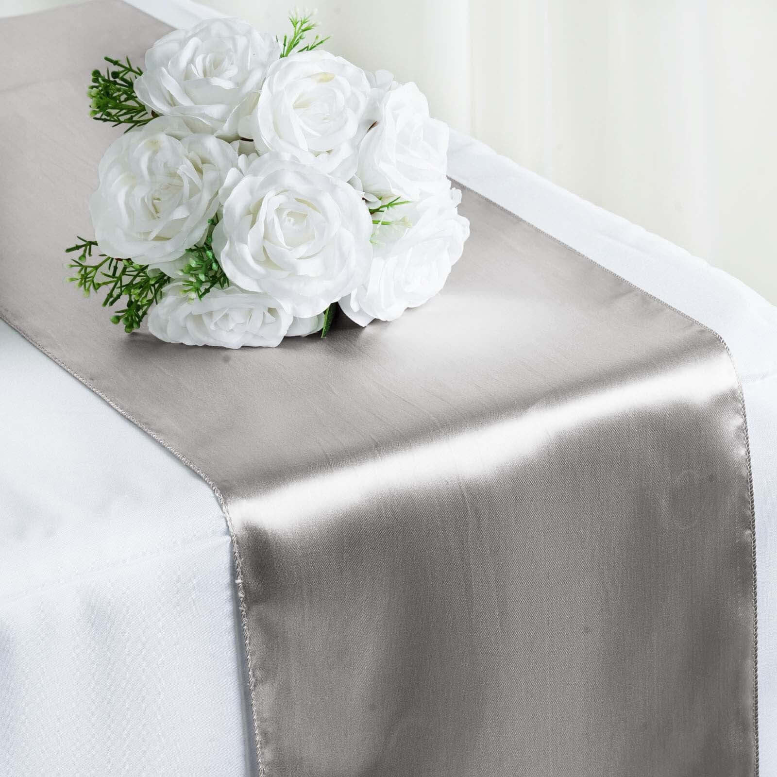 Satin 12"x108" Table Runner Silver - Stylish Table Linen
