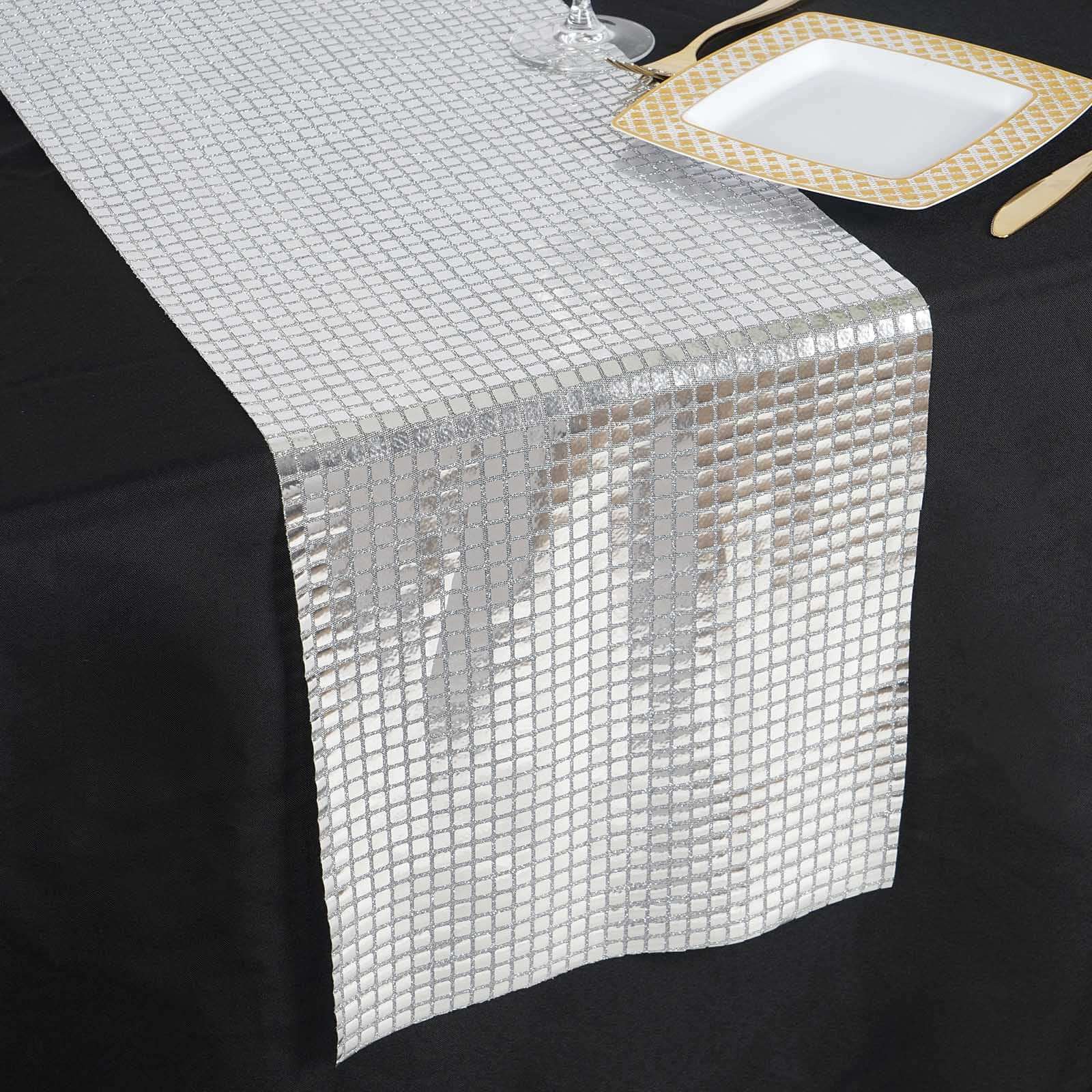 Mirror Foil 12"x108" Table Runner Silver - Shiny Metallic Party Table Decor