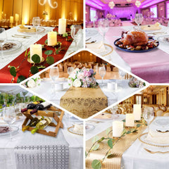 Glitter Paper 9ft Table Runner Roll Rose Gold Disposable Circle Pattern - Stylish Party Decor