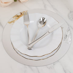 10-Pack Candle Plate Table Setting Circle Acrylic Mirror Tray Silver Round - Event Centerpiece Decor 12"