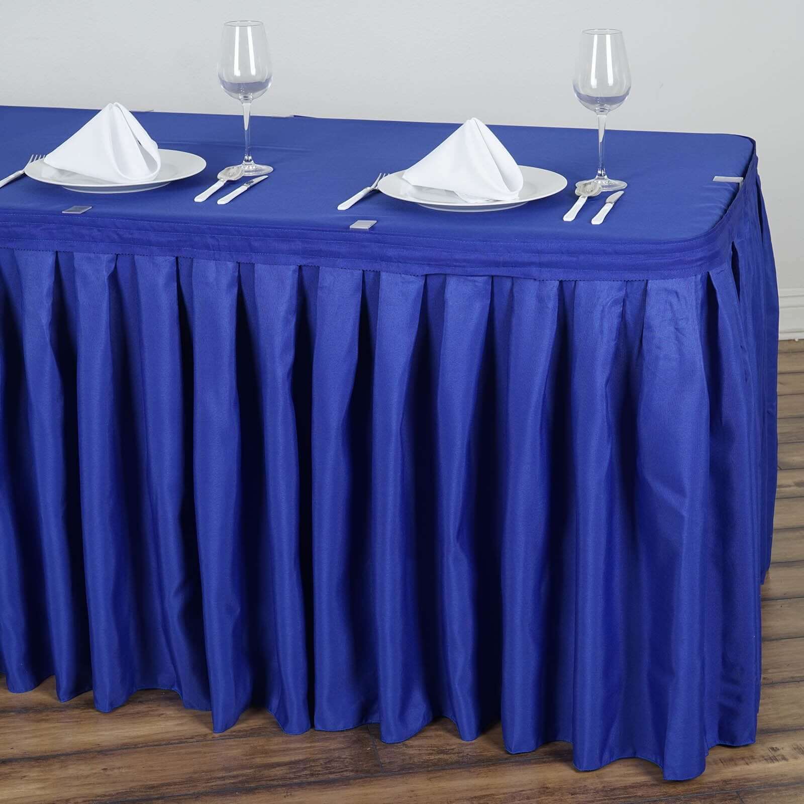Polyester 17ft Table Skirt Royal Blue - Classic Pleated Design