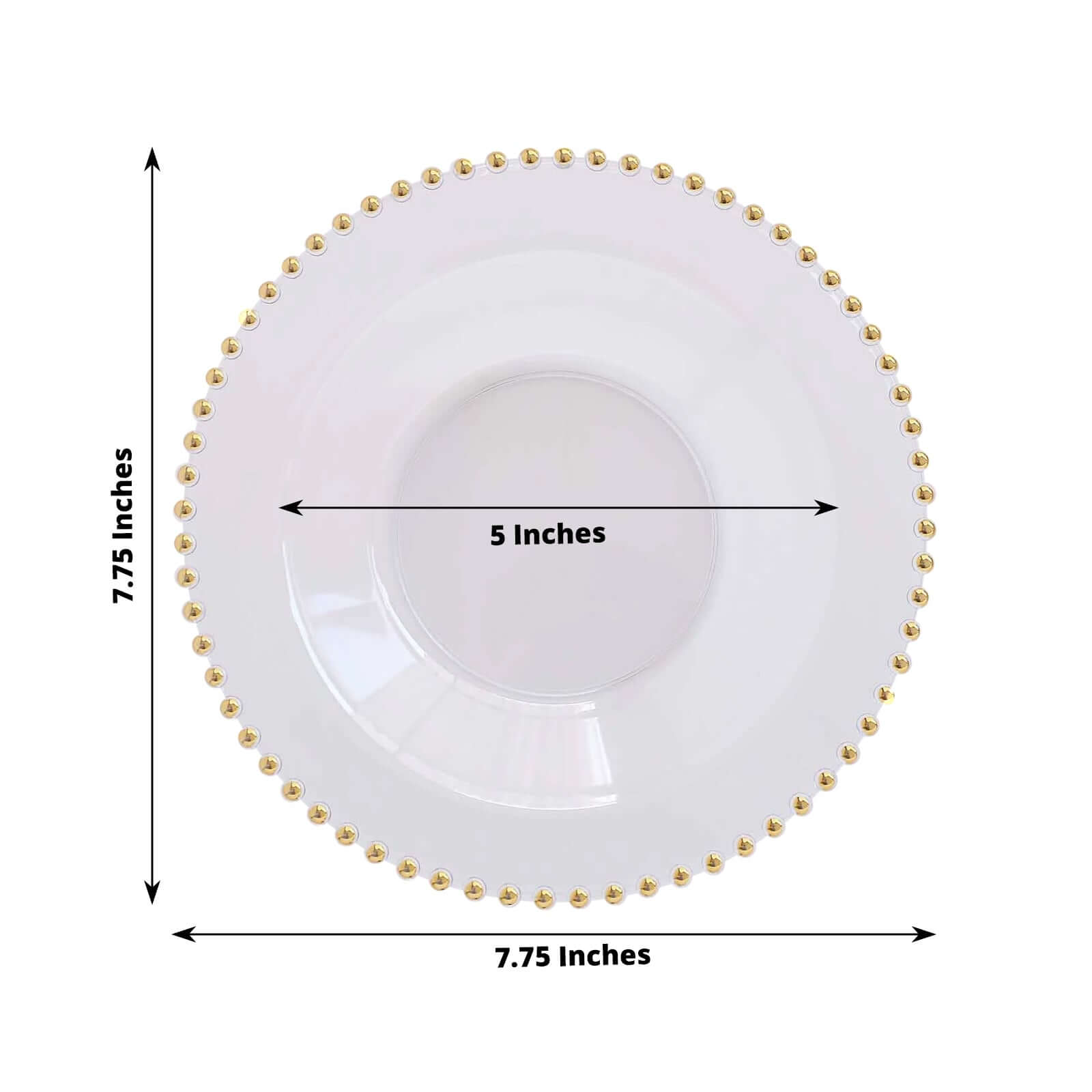 10-Pack Plastic Dessert Salad Bowls Clear Round Design with Gold Beaded Rim - Disposable Soup Bowls 12oz