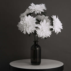 2 Bouquets 20" White Artificial Silk Dahlia Flower Spray Bushes