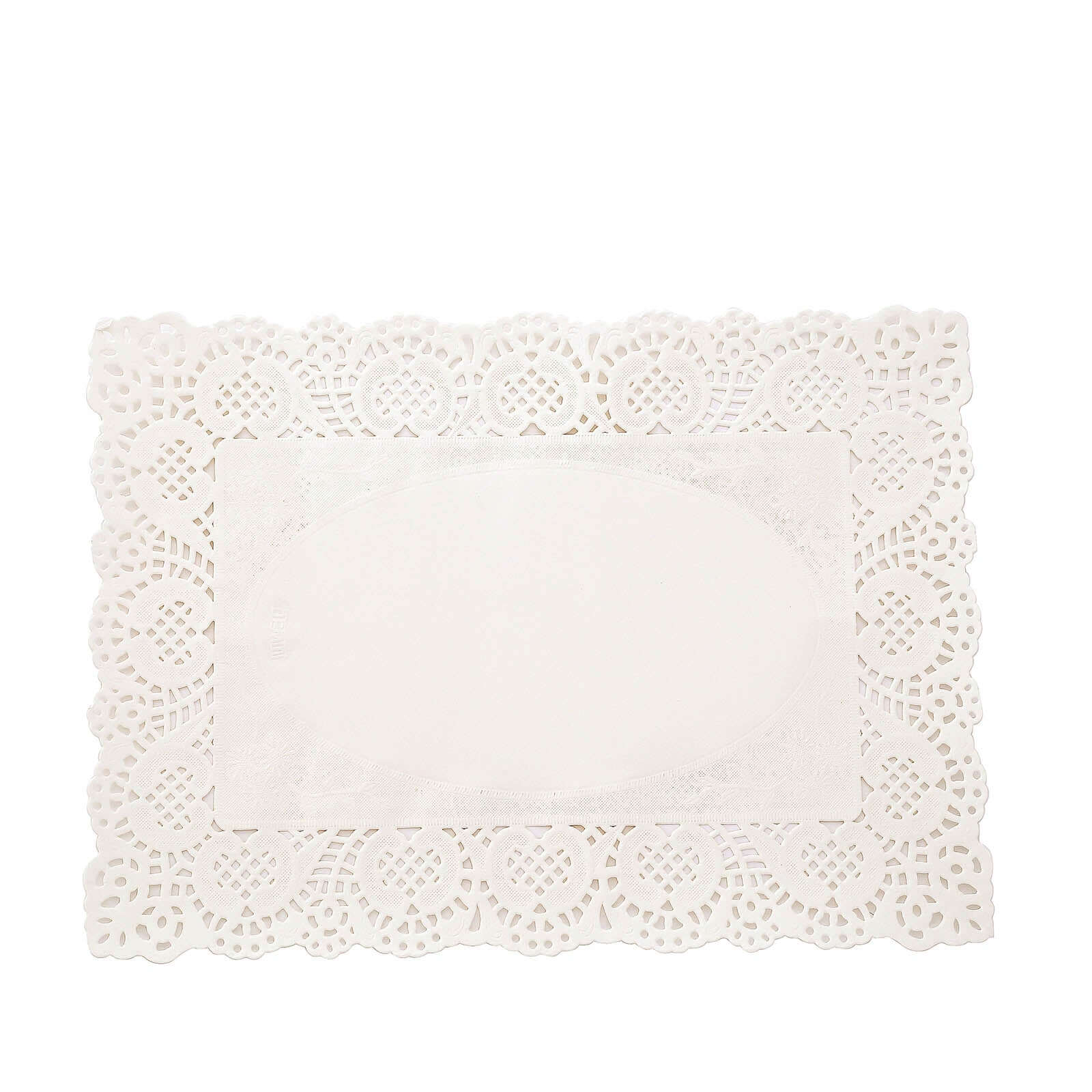 100 Pcs Paper 14"x10" Rectangle Placemats in White - Food Grade Lace Paper Doilies for Dessert Display & Table Decor