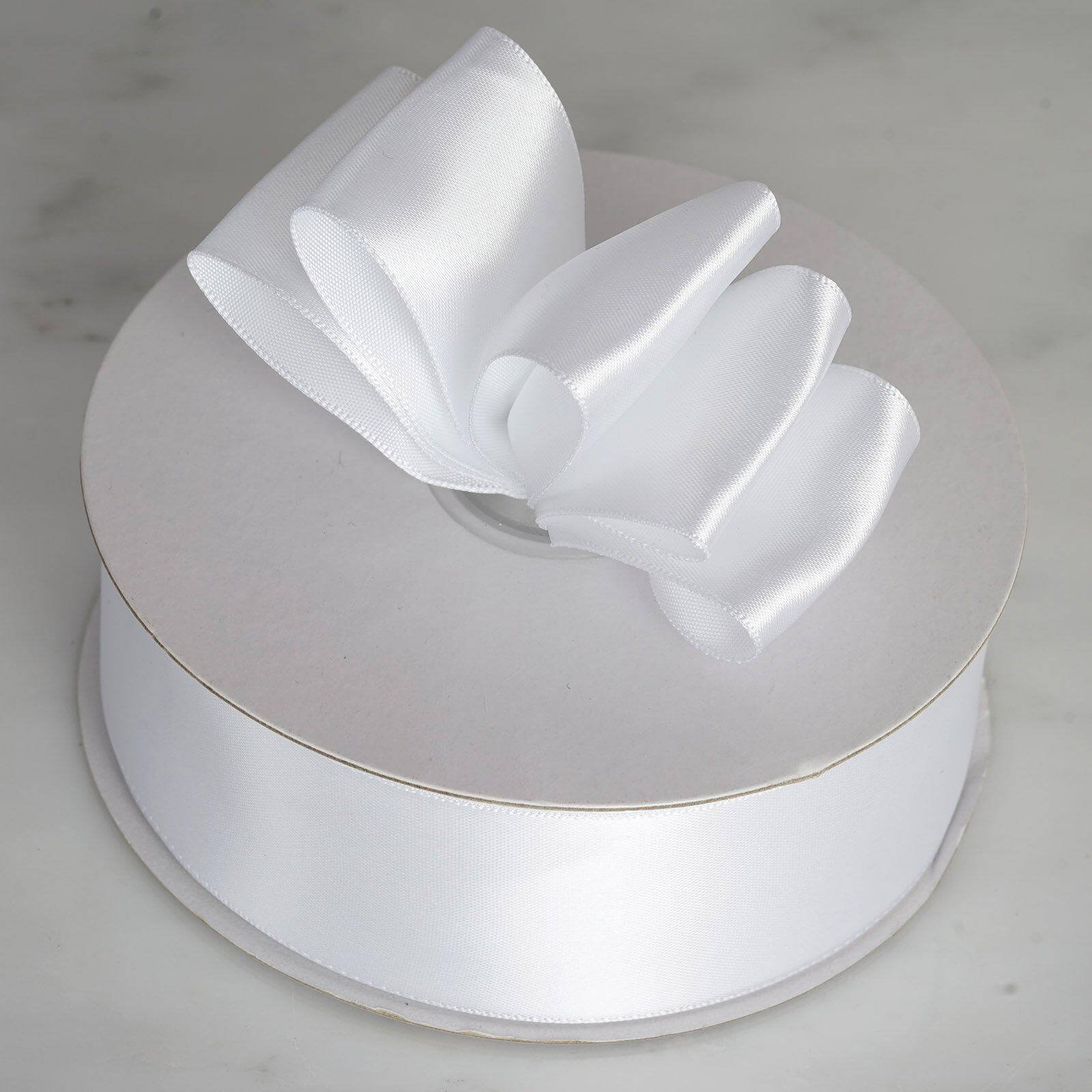 50 Yards 1.5" White Single Face Decorative Satin Ribbon