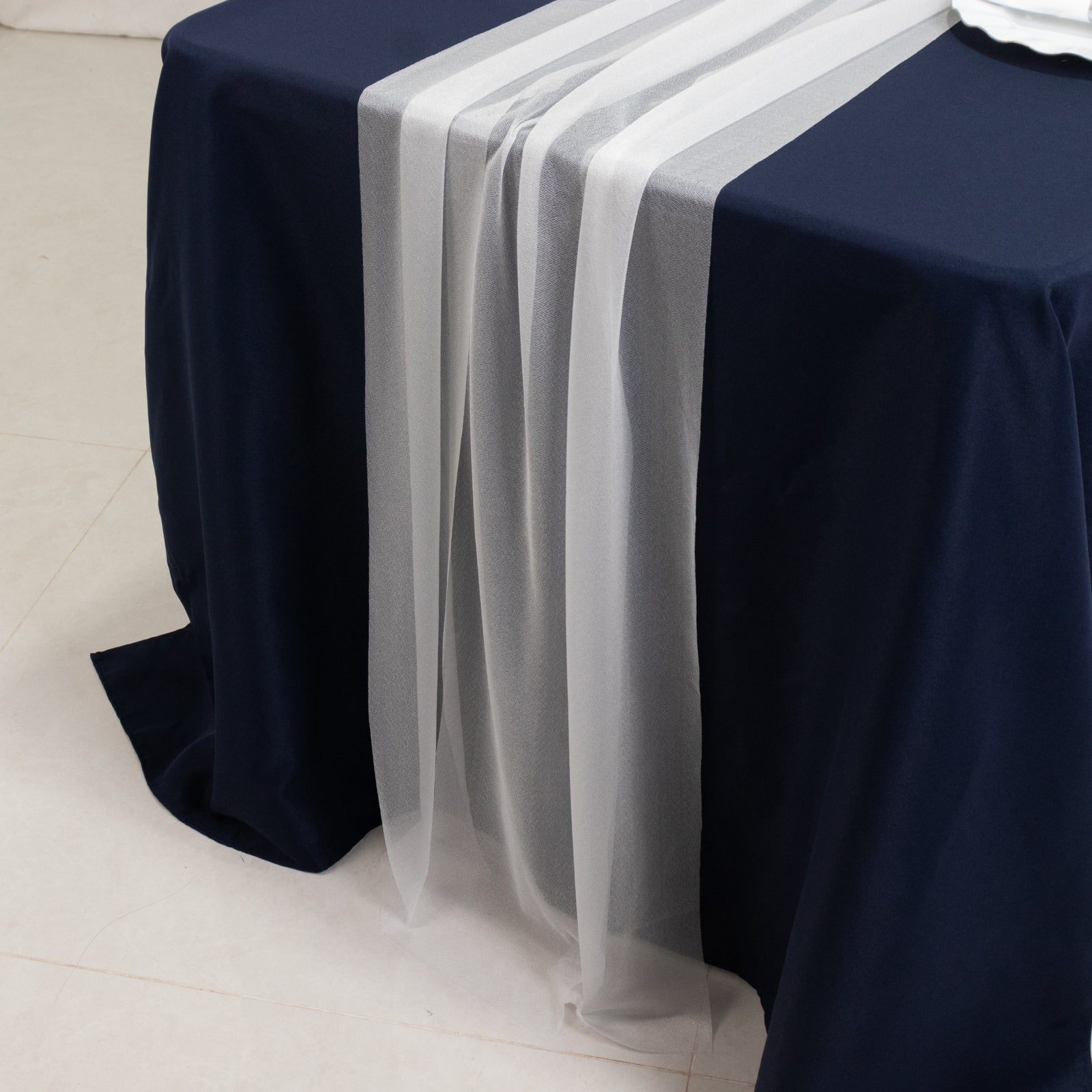 20-Pack 9ft Sheer Table Runners – White Shimmer Sheer Drapes, Wrinkle-Free