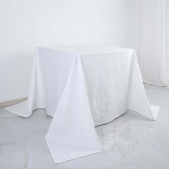 100% Cotton 90"x90" Square Tablecloth White Linen - Sophisticated, Soft & Breathable Fabric Table Cover