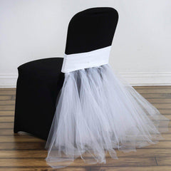 Spandex Chair Cover Skirt Tutu Style for Wedding Chairs White - Stylish Decor for Formal Events