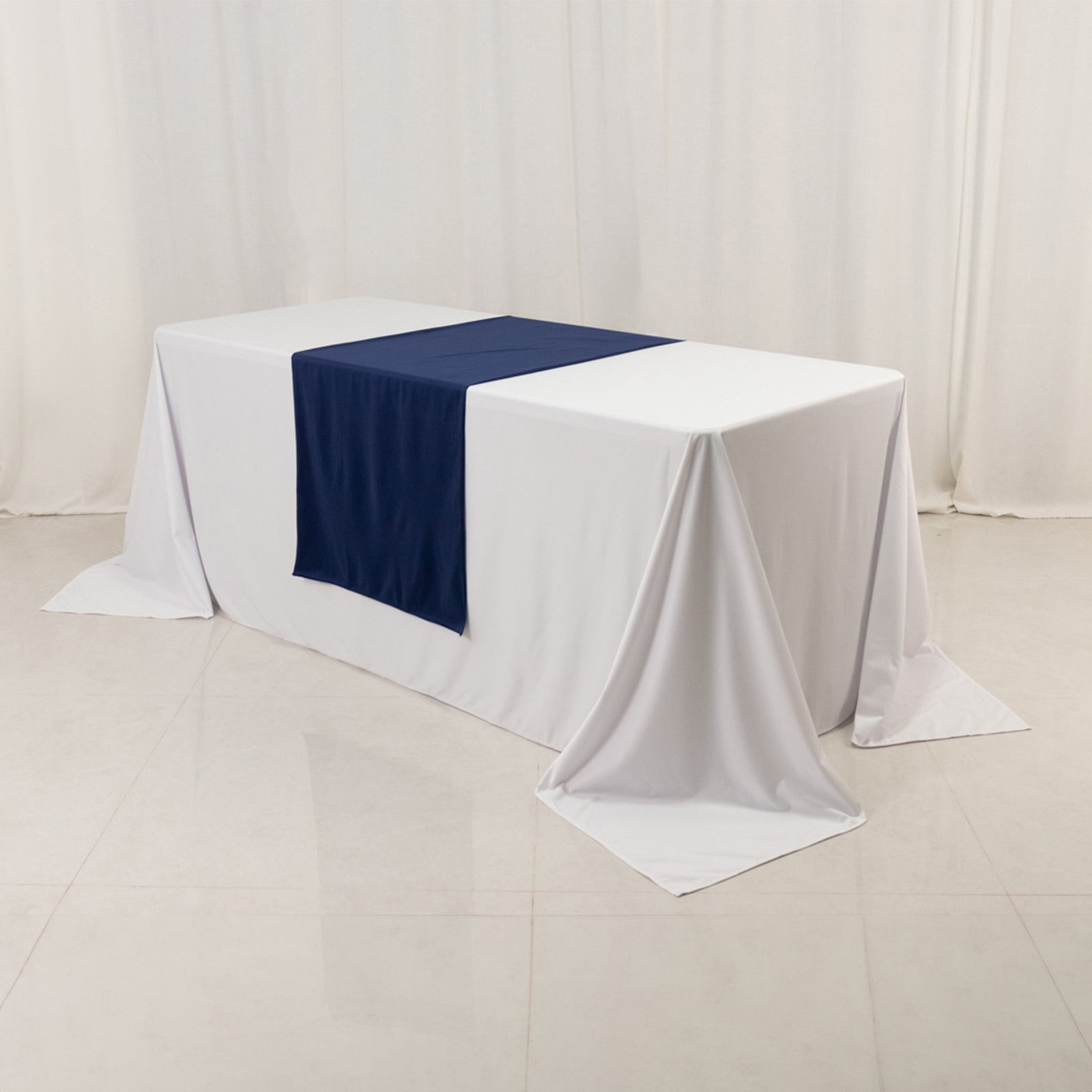 Scuba Polyester 24"x72" Wide Table Runner Navy Blue - Wrinkle-Free Table Linen