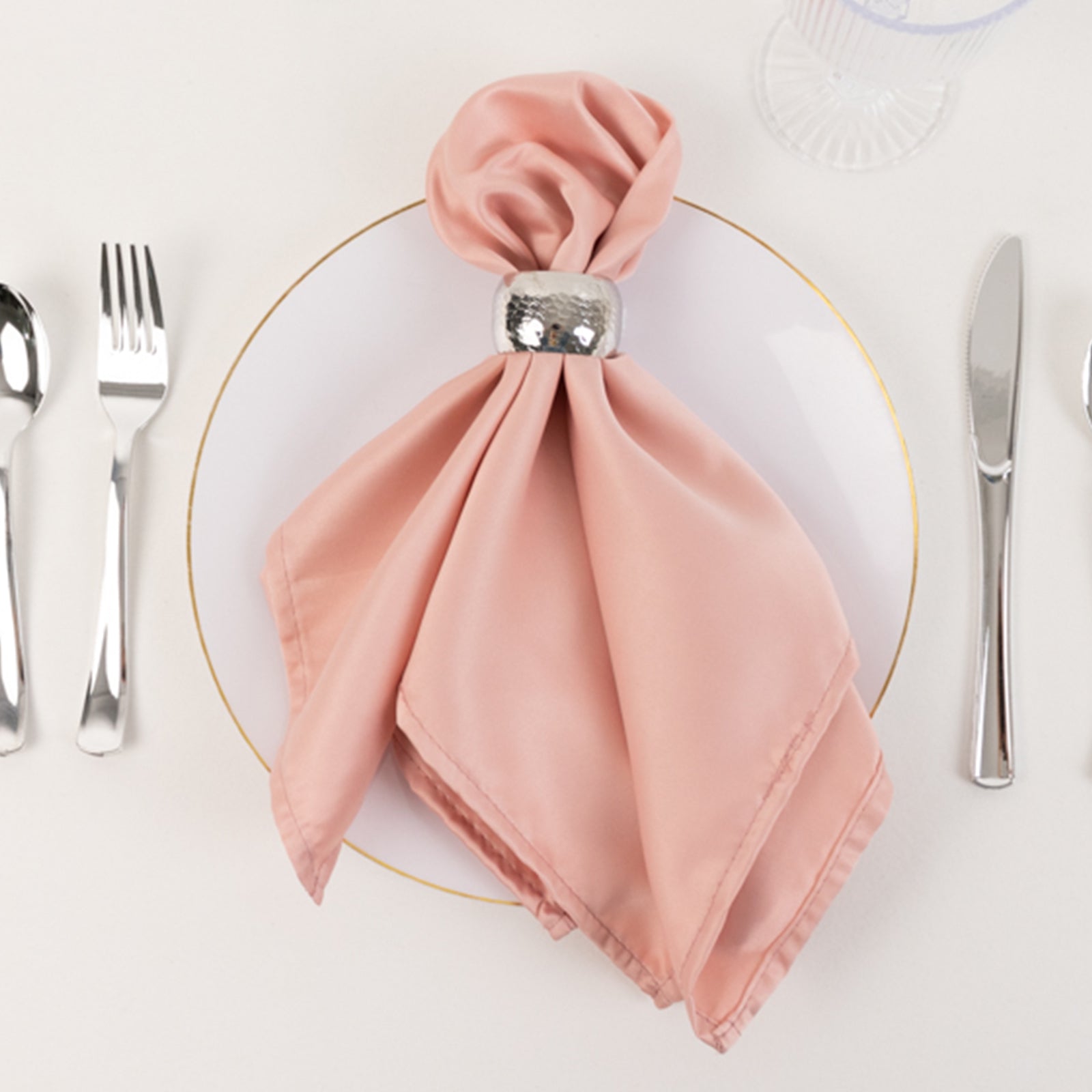 5 Pack Lamour Satin 20"x20" Napkins Dusty Rose - Soft Matte Finish Dinner Napkins