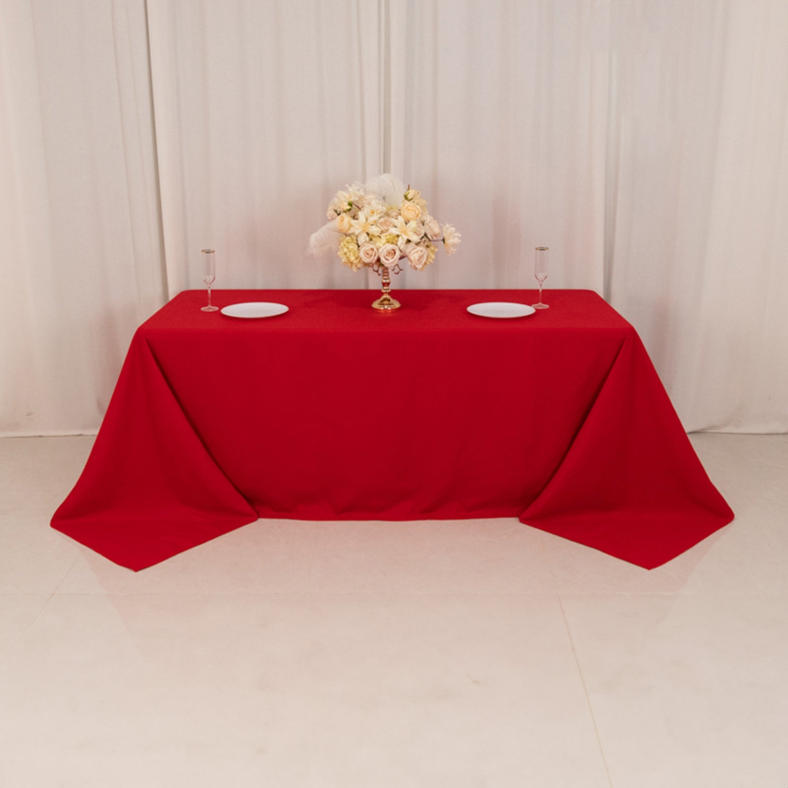 Cotton Blend 90"x132" Rectangle Tablecloth Red - Seamless Wrinkle-Resistant Table Cover
