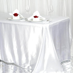 Satin Rectangular 90"x156" Tablecloth White - Seamless Stylish Table Cover for Wedding & Event Decoration
