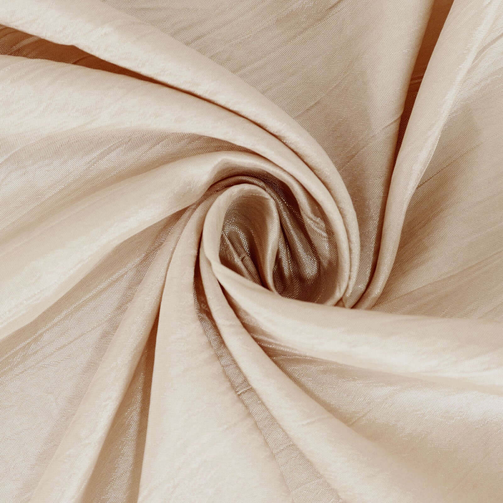 Taffeta 132" Round Tablecloth Beige - Seamless Accordion Crinkle Table Cover