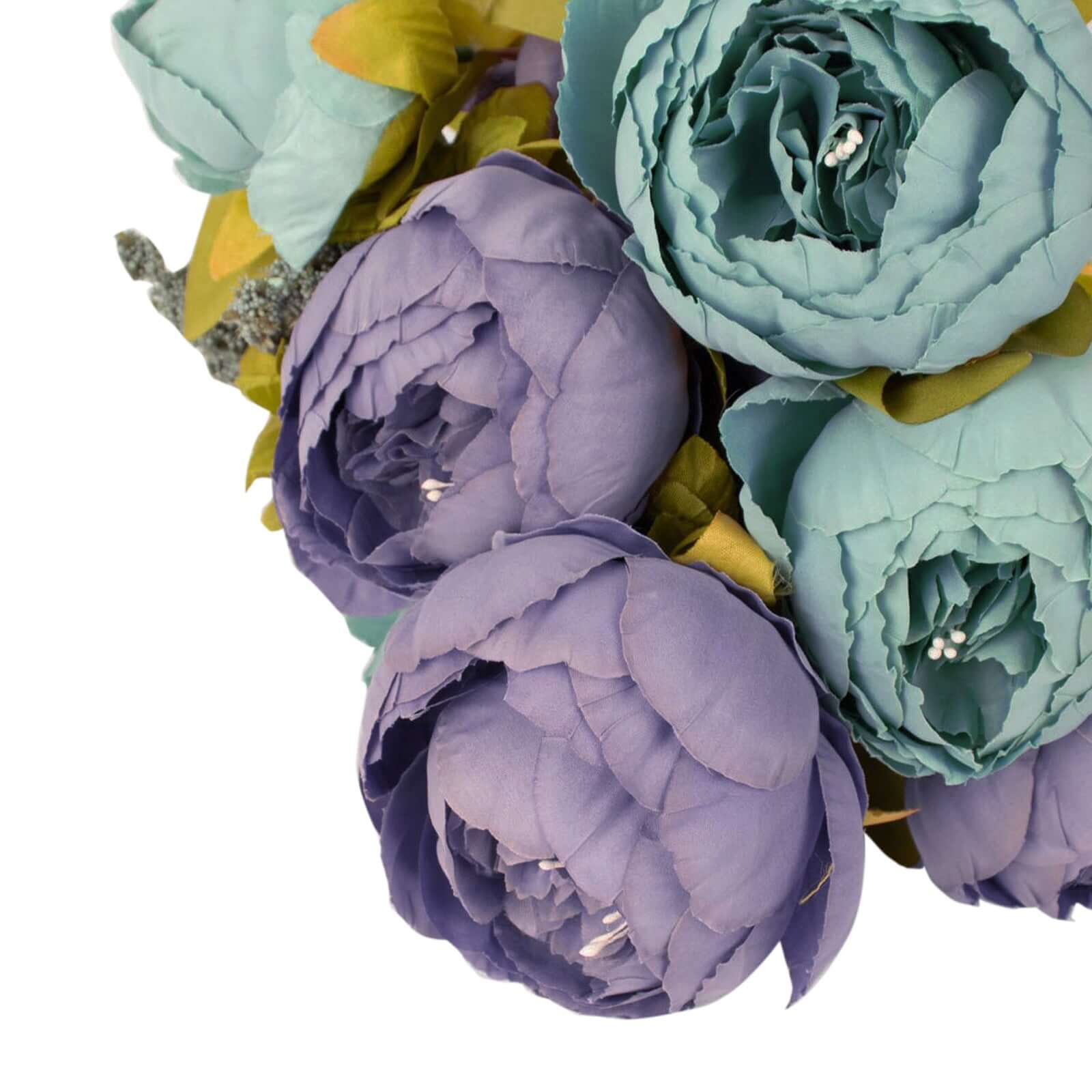 2 Pack 19" Dusty Blue Artificial Peony Flower Wedding Bouquets, Faux Silk Flower Arrangements