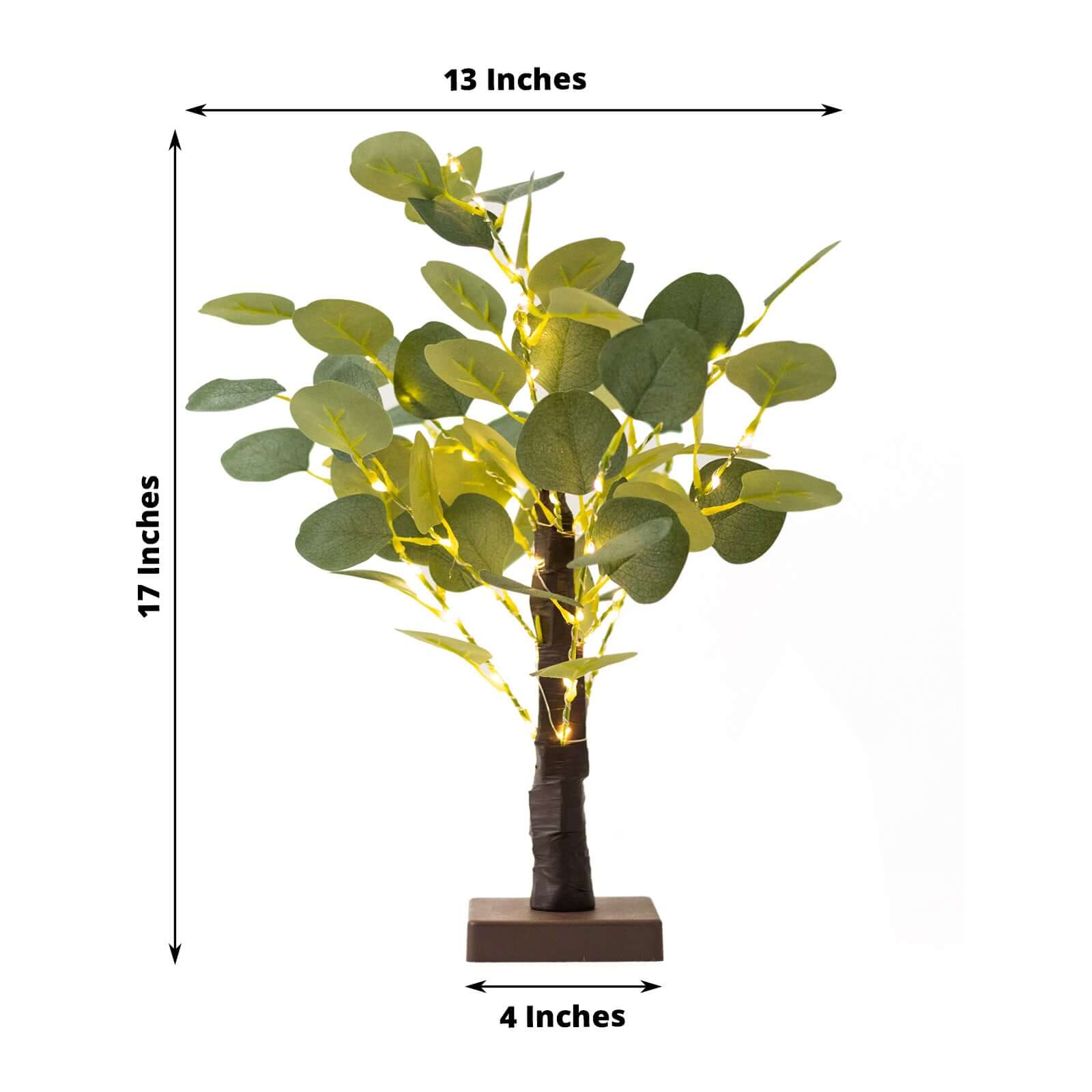 50 LED Lighted Artificial Tree Eucalyptus Plant Design Green Warm White - Battery Operated Table Accent 17"