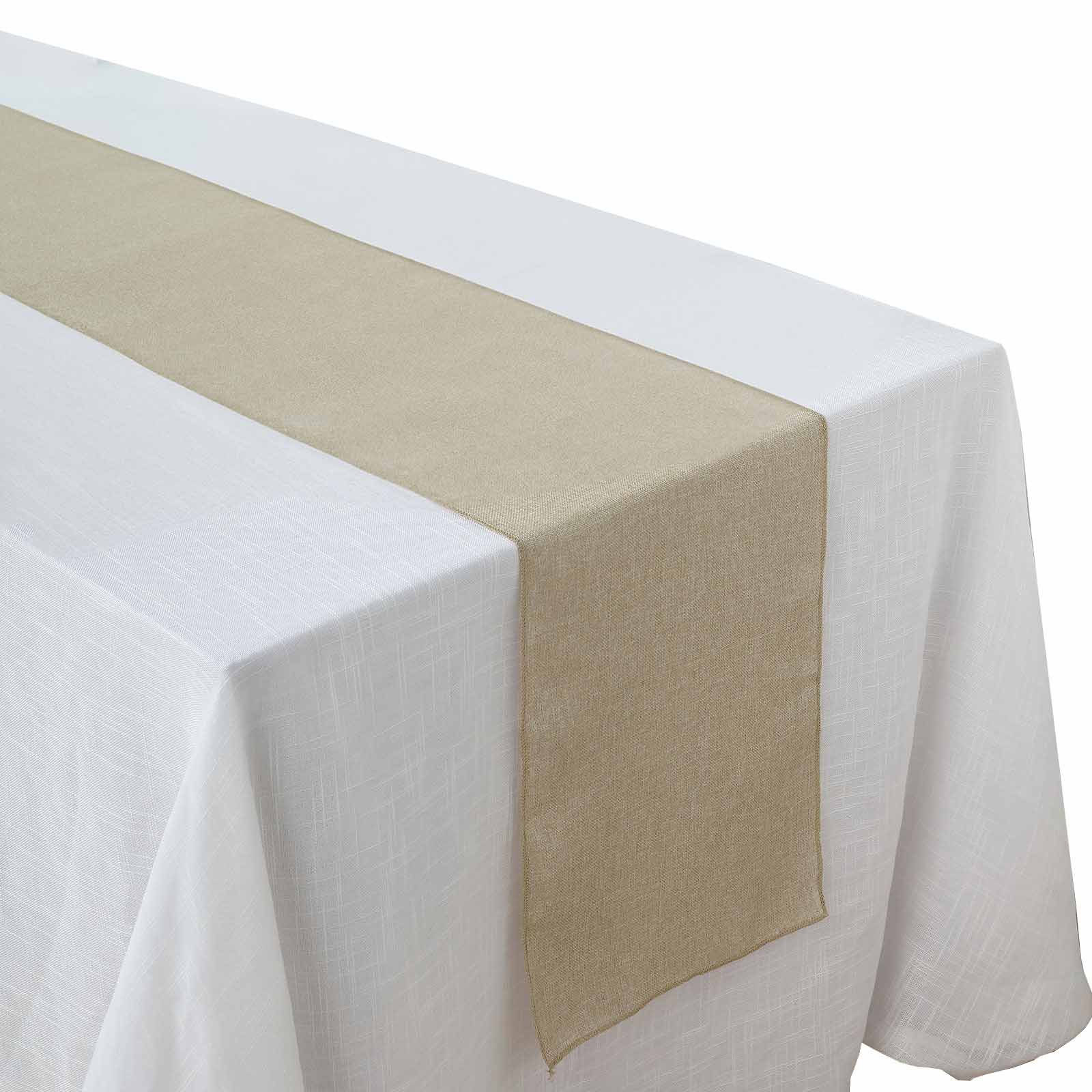 Faux Linen 14"x108" Table Runner Natural - Rustic Style Table Decor
