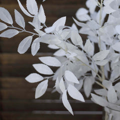 2 Bushes 42" Tall White Artificial Silk Beech Leaf Branches, Faux Plant Stem Vase Fillers