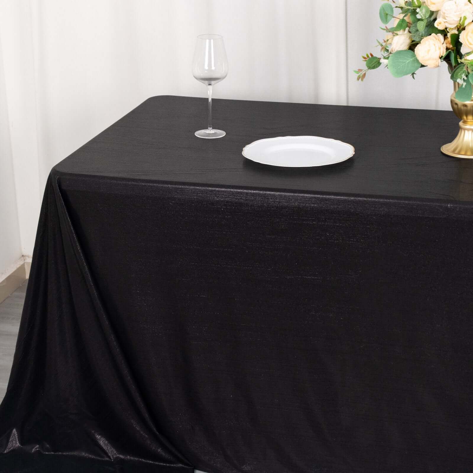 Sequin Dots Polyester 90"x132" Rectangle Tablecloth Shimmering Black - Seamless, Glittering & Wrinkle Free Table Cover